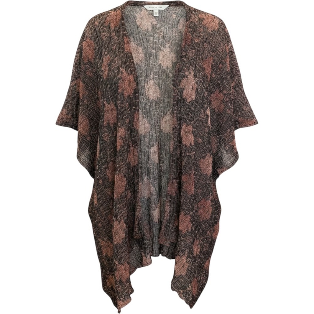 Wear It Womens Crinkle Textured boho Open Front Cardigan Cape Bronze Black OS